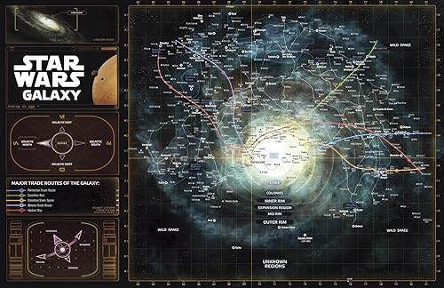 Star Wars Galaxy Map Ilustración – Película de ciencia ficción Pop Art Decoración del hogar Póster impreso (11 x 17 pulgadas)