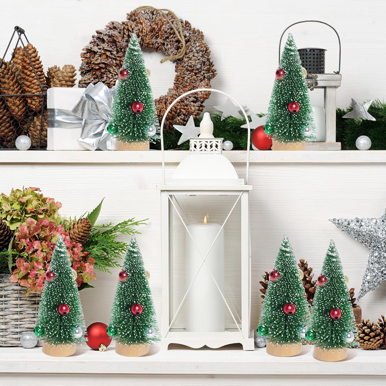 HOVEOX 12 Pieces Mini Christmas Trees Bottle Brush Trees Mini Pine Tree Small Sisal Tree for Christmas Decoration (Green) - Image 6