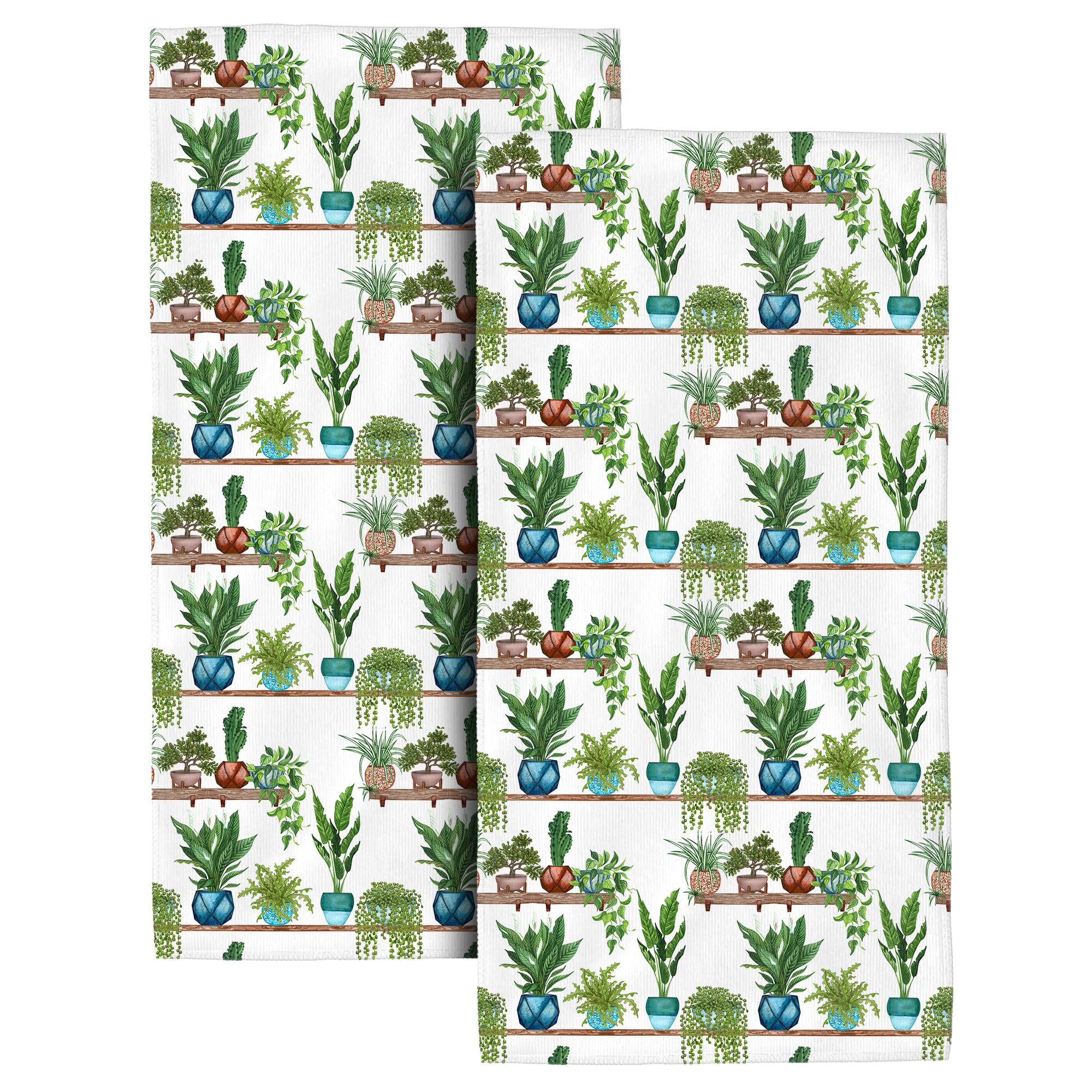 Green Plant Bath Hand Towels for Bathroom Set of 2, Absorbent Hand Towels for Bathroom Decorative,Housewarming Gifts for New Home Women, Gardening