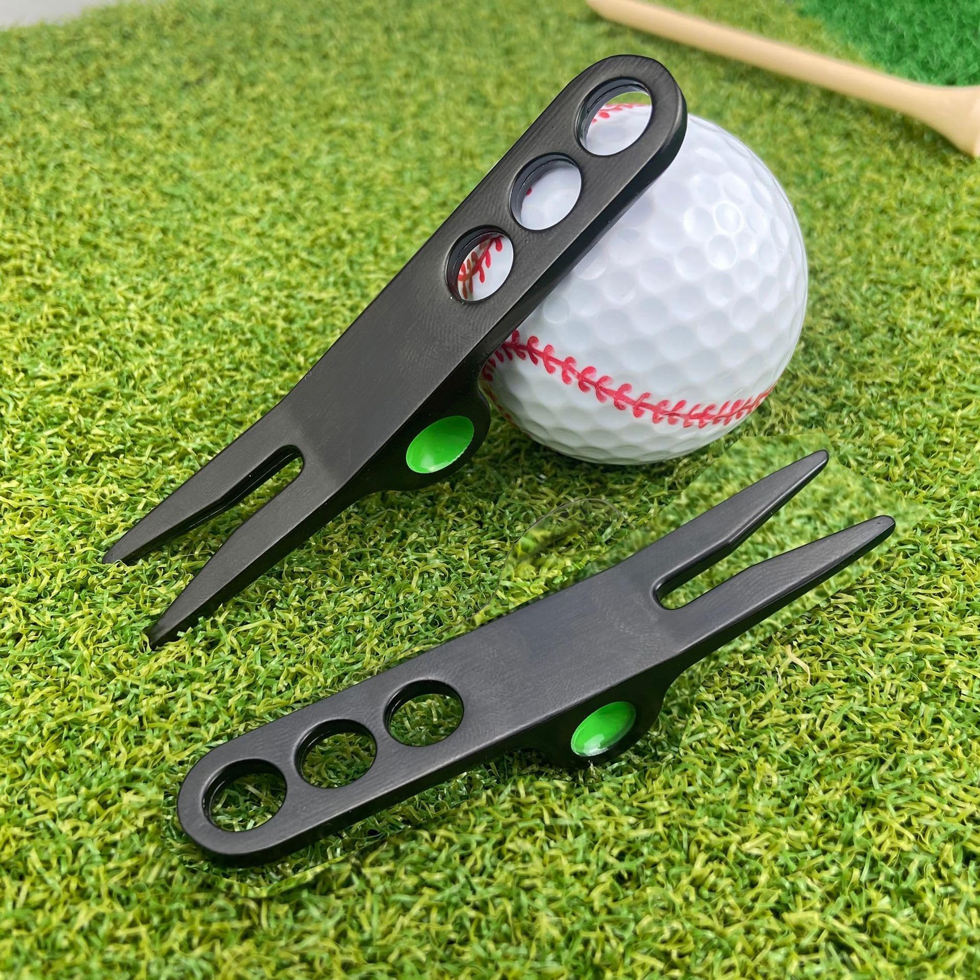 Forcella per palline da golf pivot divot strumento compatibile Cameron Scotty Golf (argento e nero)