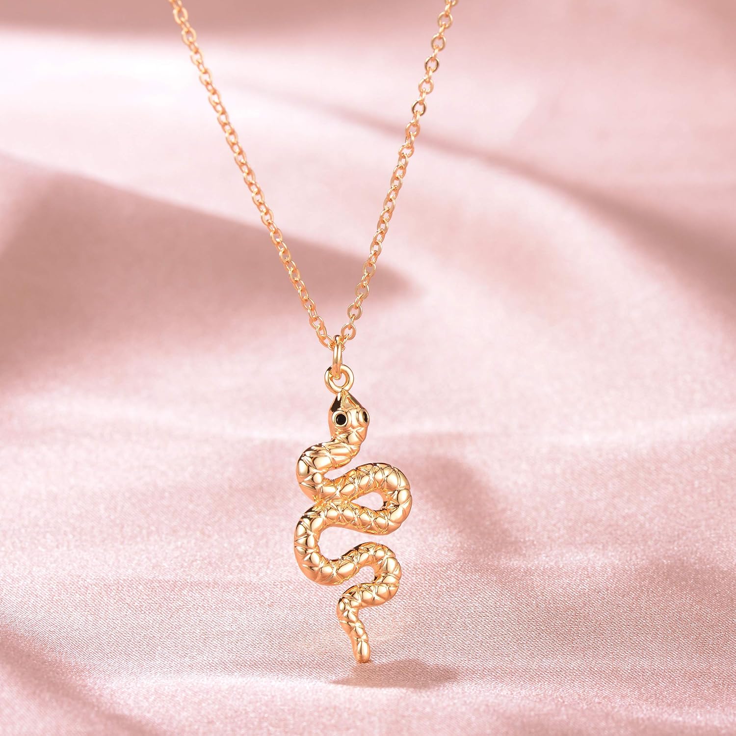 MEVECCO Dainty Gold Snake Necklace for Women 18k Gold Plated Snake Charm Pendent Necklace Minimalist Delicate Handmade Boho Jewelry For Her - Image 3