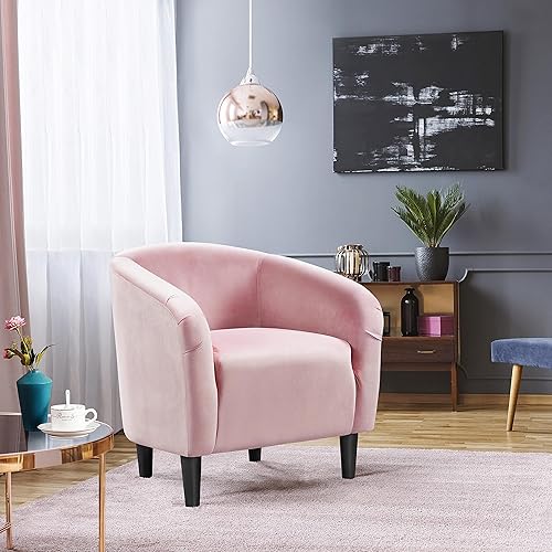 Miniatura 13 de Yaheetech Silla decorativa de respaldo curvo y cuero de imitación, silla de club, elegante sillón de velluda tela sherpa, suave y cómodo relleno,