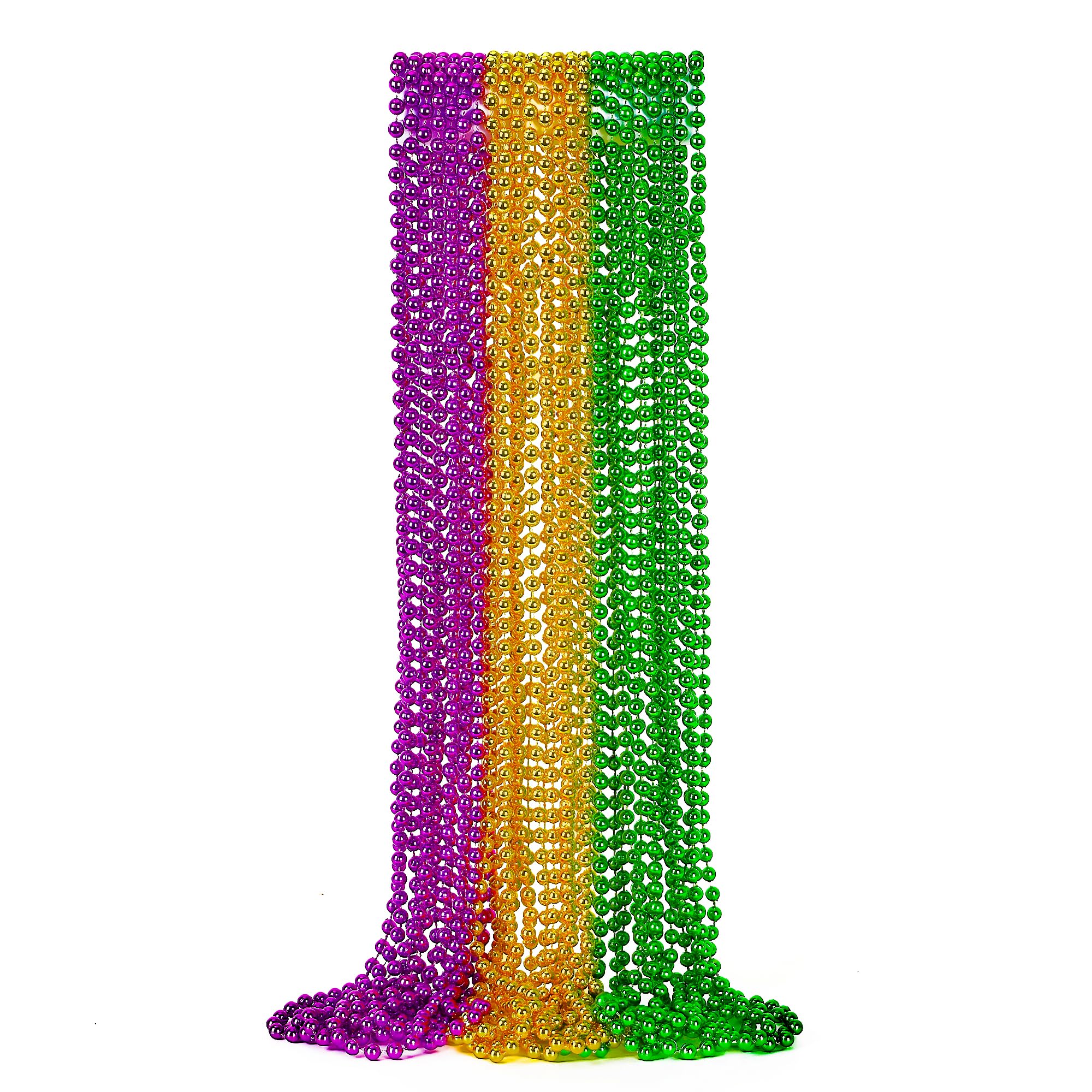 EOBOHEOBOH 12PCS Mardi Gras Throws, Green Purple Gold Metallic Beads Necklaces, Unisex Children, Mardi Gras Beads, Necklace