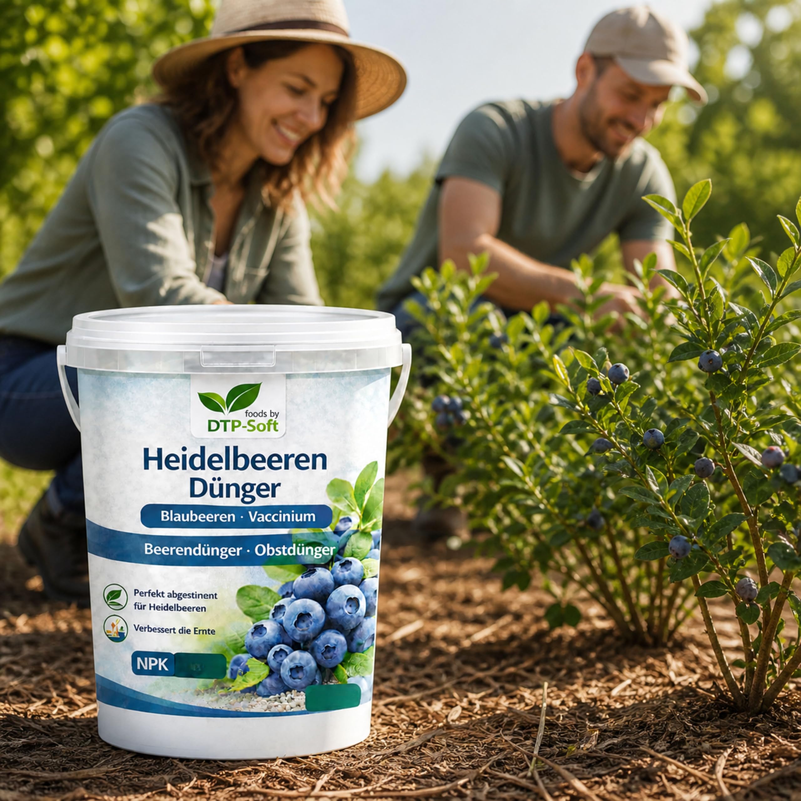 Heidelbeerdünger 5kg Eimer - Heidelbeeren Dünger für Blaubeeren, Vaccinium und Moorbeetpflanzen - Premium NPK Dünger für bis zu 125 m² - für kräftige Wurzeln, starke Pflanzen und aromatische Früchte
