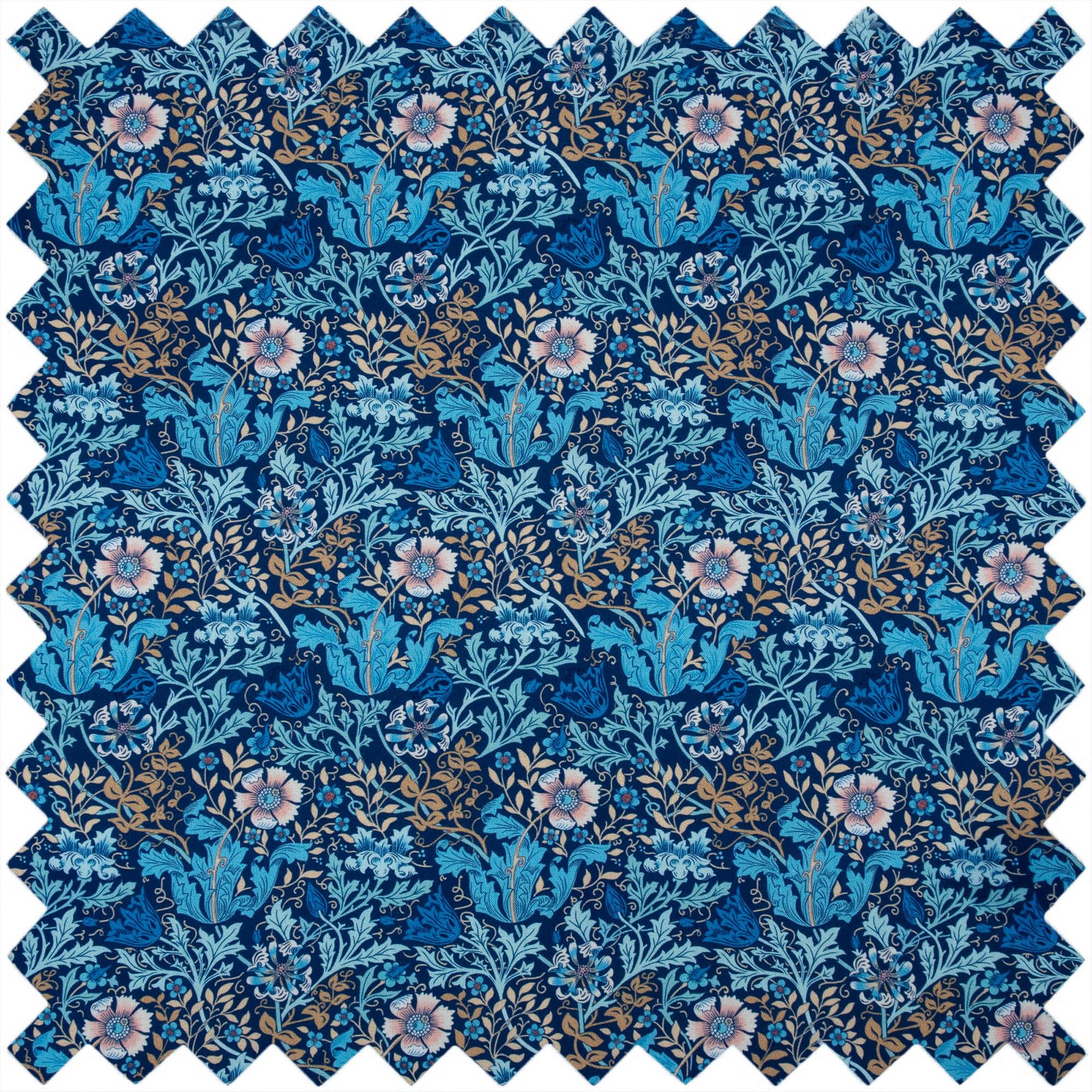 Hobby Gift Großer Nähkasten – Doppeldeckel, Baumwollstoff mit Holzblock-Blumenmuster, mit Kunststoffgriff, Innenschale aus Hartplastik mit Fächern, Deckel mit Tasche und stilvollem 21x30,5x19,5cm