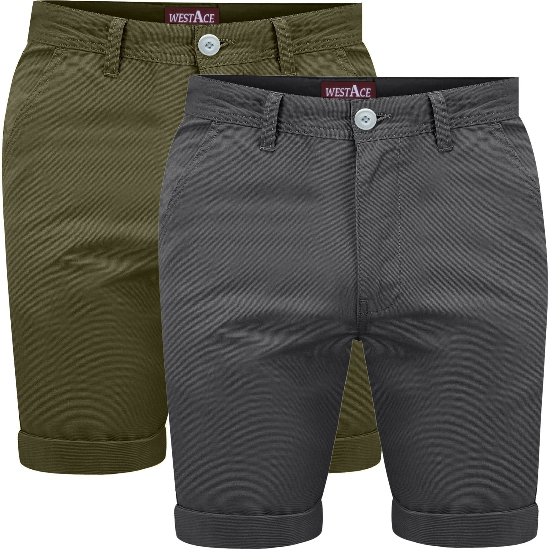 Westace Men's Charcoal & Khaki 2K16jan New Smart Cotton Summer Chino Shorts Rollup Combat Casual Cargo[,34" Waist]