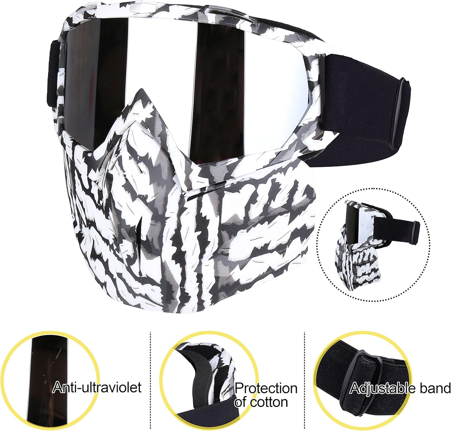PiscatorZone Motorcycle Goggles Mask CS/Paintball/Skiing/Riding/Cycling/Halloween/Costume : Everything Else