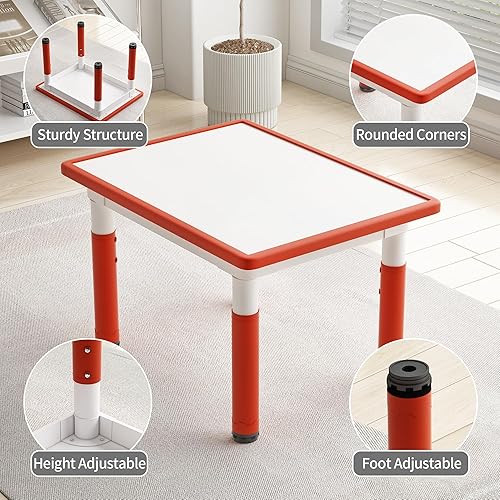 Miniatura 47 de Juego de mesa y 2 sillas para niños, juego de mesa y silla para niños pequeños de altura ajustable, 31.5 pulgadas de largo x 23.6 pulgadas de ancho,