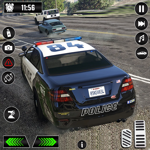 Polizeiauto fährt Verfolgungsjagd, Gangster-Verbrechenssimulator