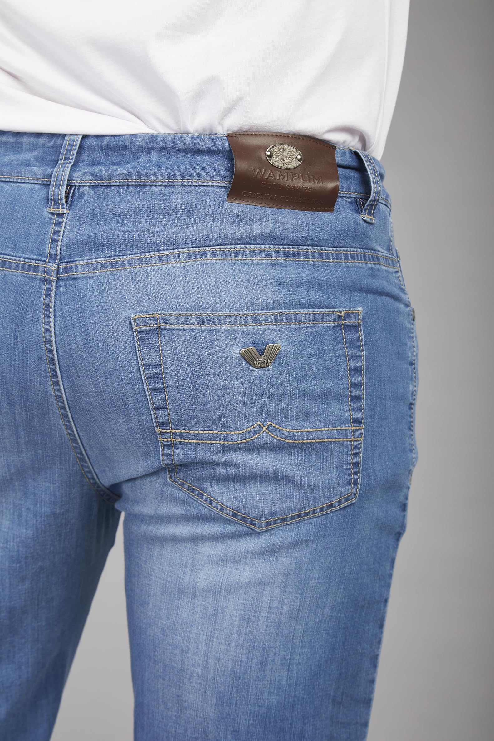 Wampum Jeans Regular Fit da Uomo, 5 Tasche, Denim Elasticizzato