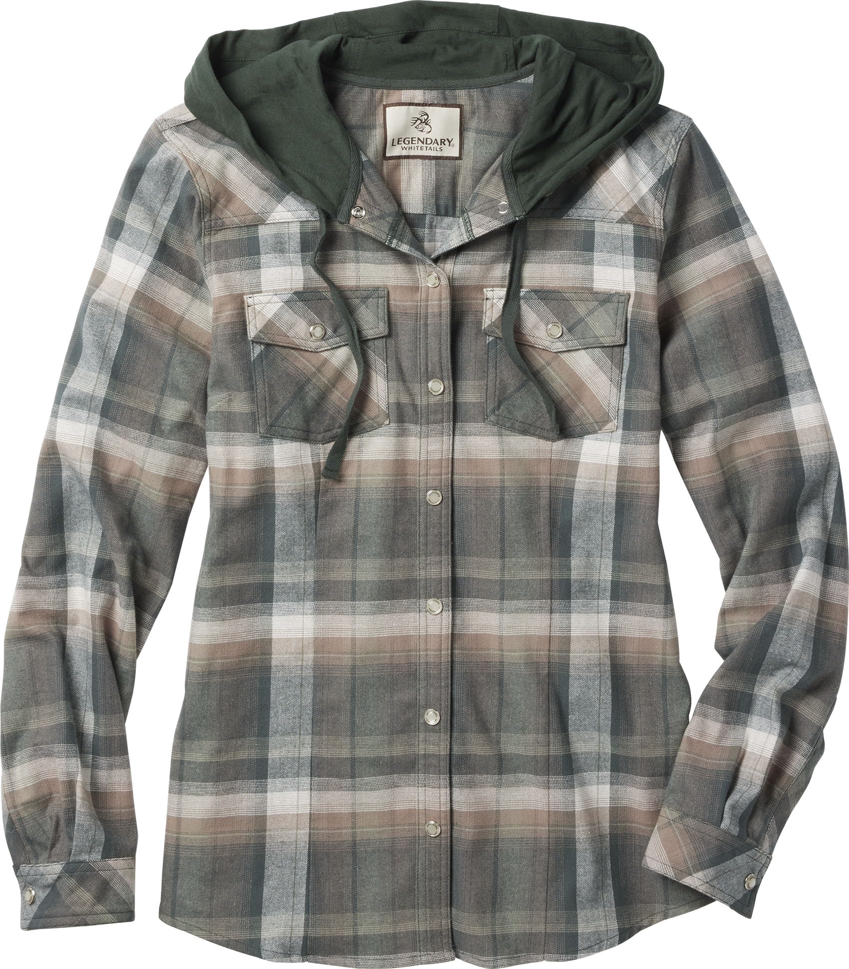 Legendary Whitetails Women's Lumber Jane Hooded Flannel Shirt, Green Grove