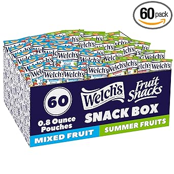 Welch's Fruit Snacks, Mixed Fruit & Summer Fruits Variety Pack, Great for School Lunches, Bulk Pack, Individual Single Serve Bags, 0.8 oz (Pack of 60)