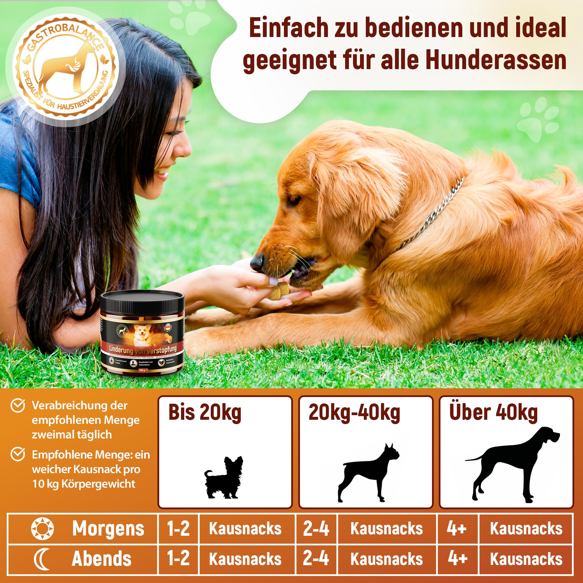 Linderung Von Verstopfung beim Hund – 60 weichen Kausnacks Abführmittel für Hunde 100% natürliche Wirkstoffe (Sapore di Pancetta)