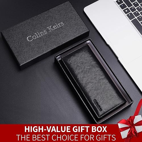 Miniatura 2 de Colins Keirs Cartera larga de cuero carteras rodeo con cremallera para hombre con regalo negro Negro - Cartera Rodeo