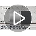 Kikcoin Double Sided Stainless Steel Cutting Boards for Kitchen, Stainless Steel and Wheat Straw PP Large Chopping Board, Black