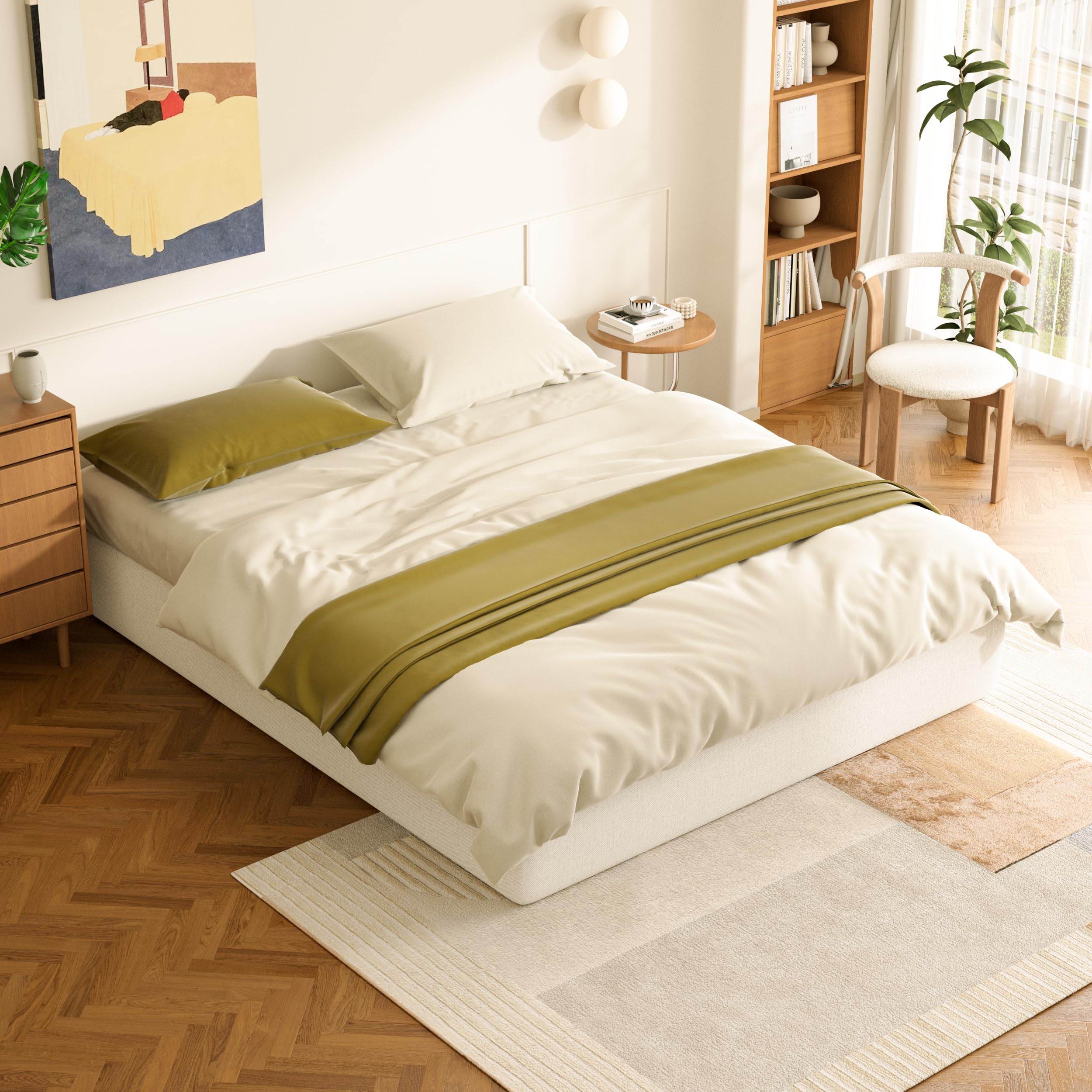 DEWINNER Somier de 140 x 190 cm sin patas de apoyo con dos barras de hierro, red francesa de 140 x 190 cm empotrada y 2 patas ajustables para refuerzo en el medio, 13 láminas, ortopédica, montaje