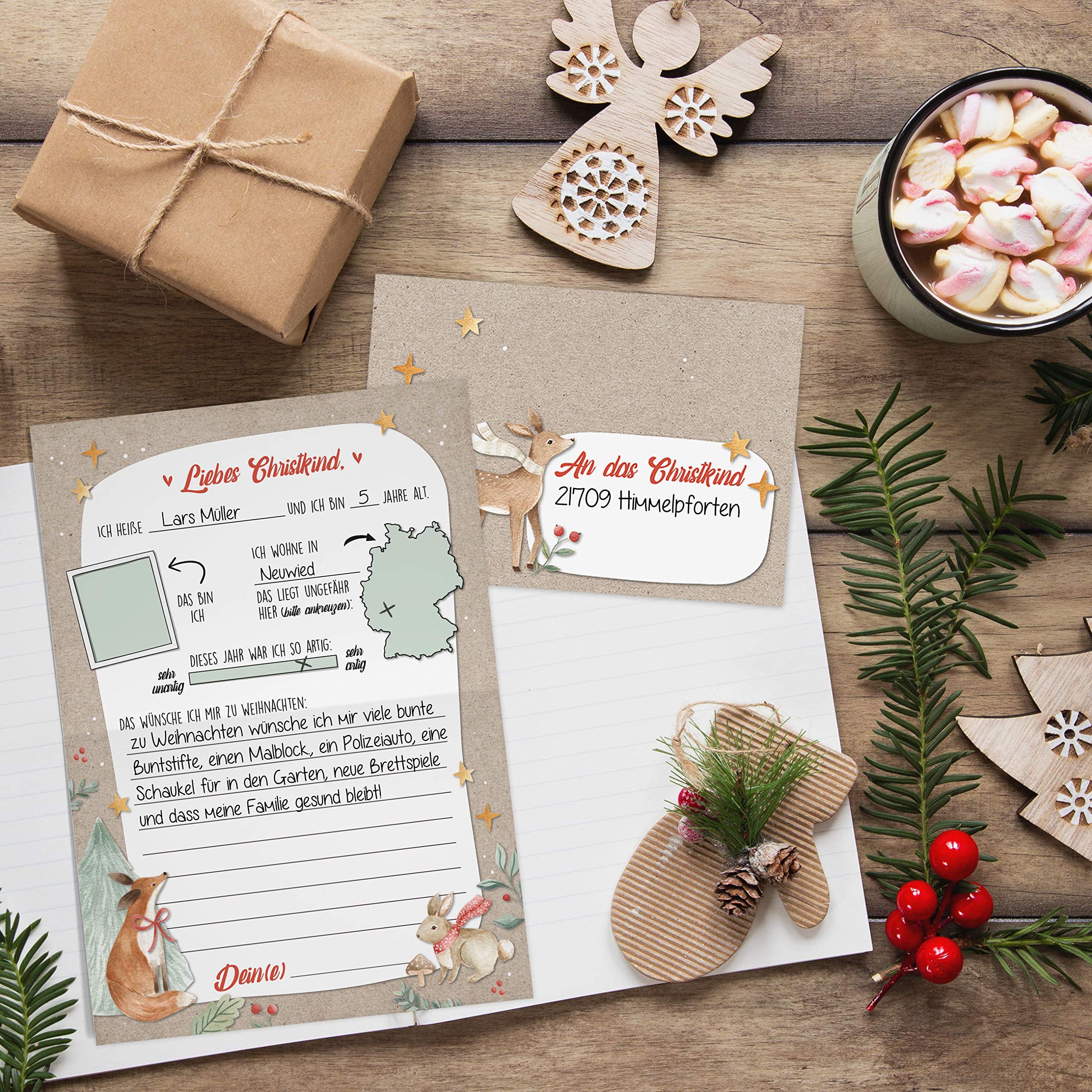 Papierdrachen Letters to Santa Claus, Christ Child, Christmas Post for Children, with Envelopes - Image 4
