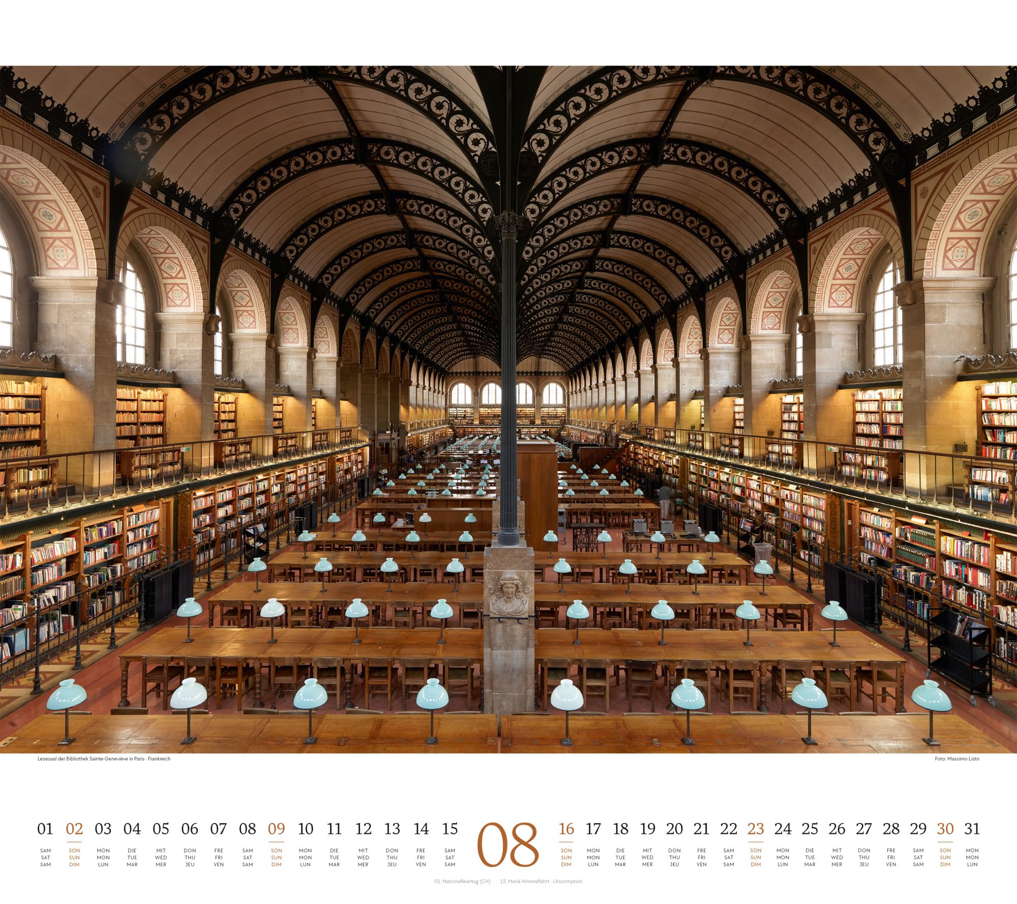Welt der Bücher Kalender 2026 | Bildgewaltiger Bibliotheken-Kalender im großen Querformat (54x48 cm) | Eindrucksvolle Architektur von Büchereien