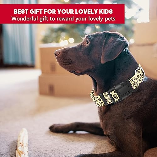 Miniatura 5 de Seyezo Collar de perro con patrón de leopardo marrón, bonito collar transpirable para cachorros para niños y niñas con hebilla de seguridad, collar