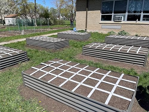 Miniatura 9 de A ANLEOLIFE Jardineras elevadas galvanizadas de 8 x 4 x 1.5 pies para exteriores, maceta ovalada grande de metal para plantar verduras, flores,