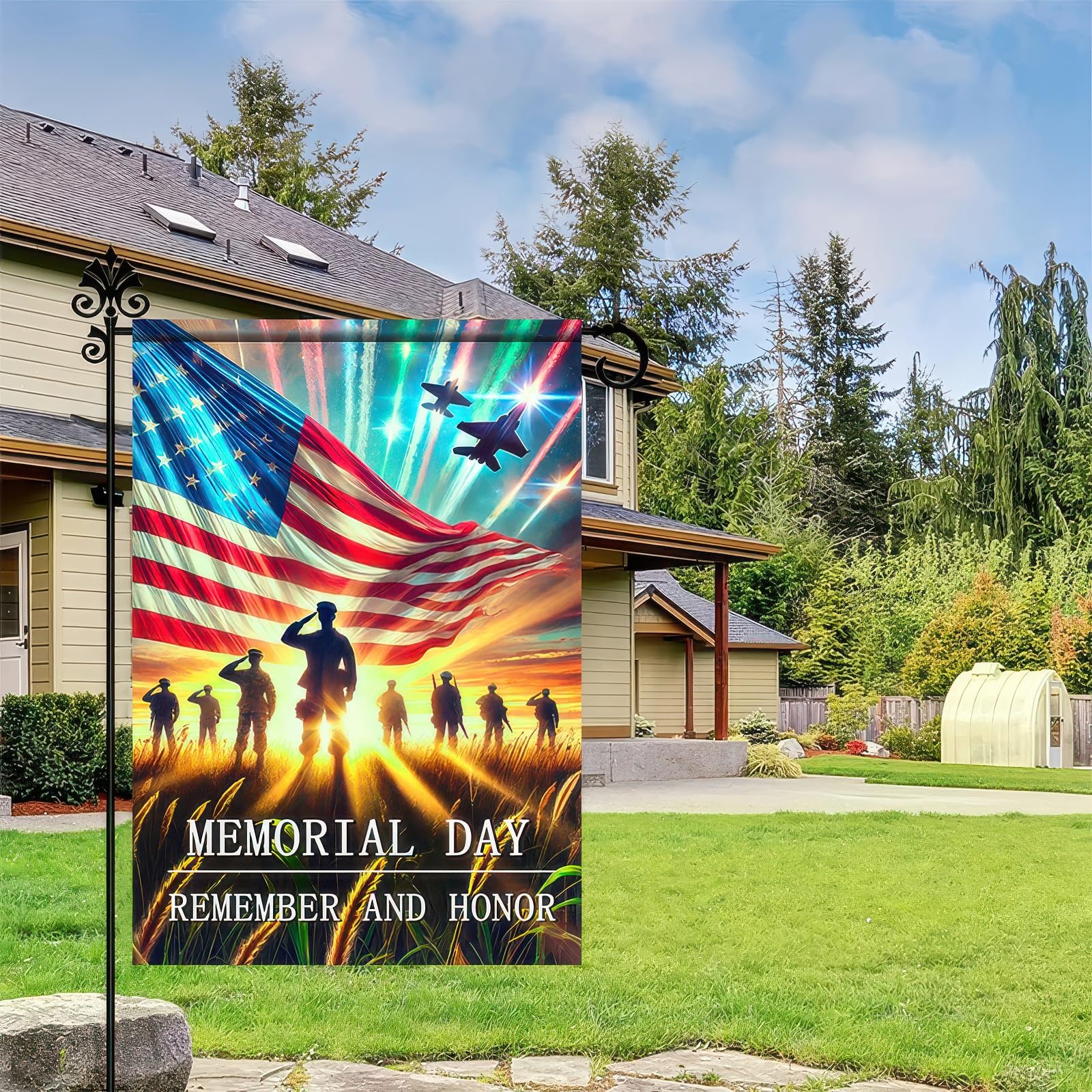 BlissYard American Flag Veterans Flag Veterans Day Garden Flags Soldier 12x18 Inch Double Sided Memorial Day 4th of July Patriotic Small Yard Outdoor