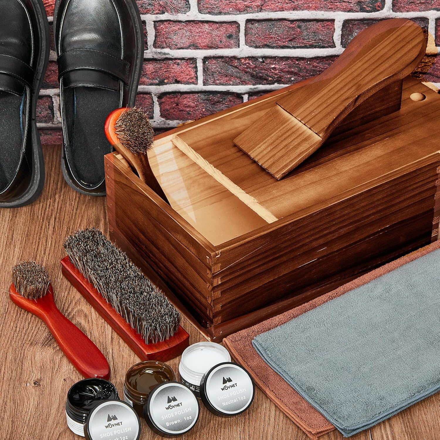 9 Pcs Shoe Shine Valet Box