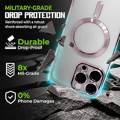 Miniatura 3 de Funda magnética de lujo para iPhone 15 Pro con protección completa de la cámara y compatible con MagSafe, funda transparente de lujo para mujeres y