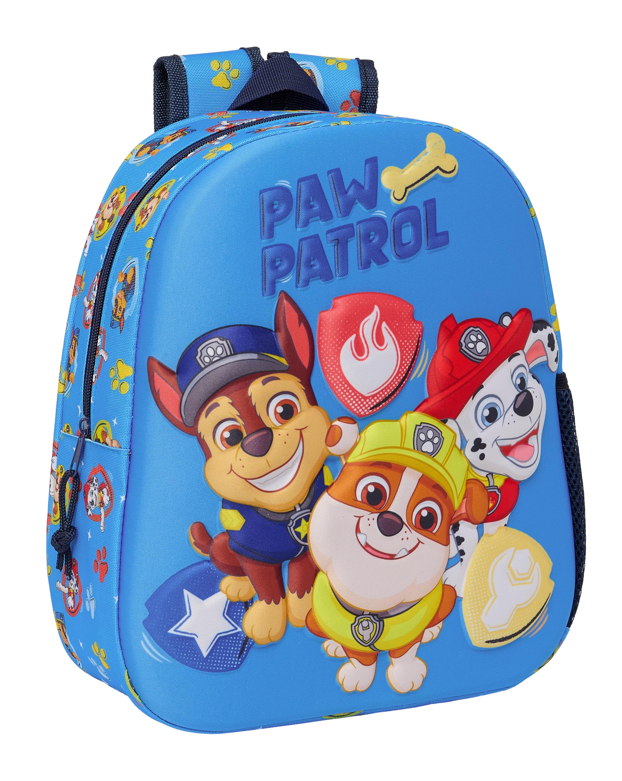 Safta PAW PATROL - Mochila Escolar, con Diseño 3D, Adaptable a Carro, Ideal para Niños de Diferentes Edades, Cómoda y Versátil, Calidad y Resistencia, 27x10x33 cm, Color Azul