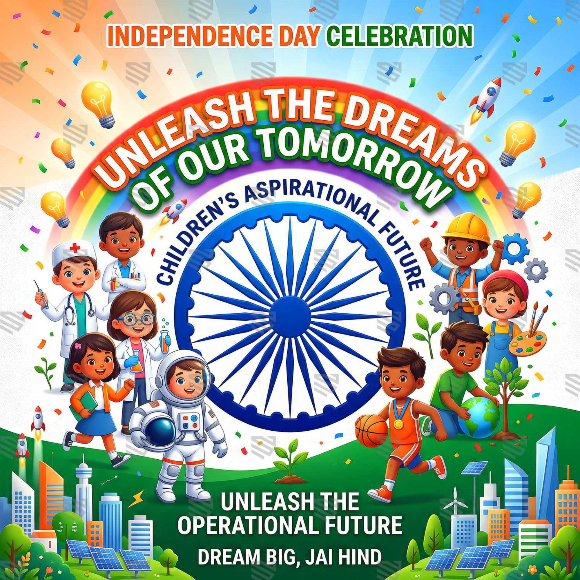 Sapno Ka Bharat Vision India Photography Backdrop 5 x 5 Ft | Independence Day Theme Photo Booth Background for School, Office, Stage Decoration, Cultural Event & Studio Photography-image-37