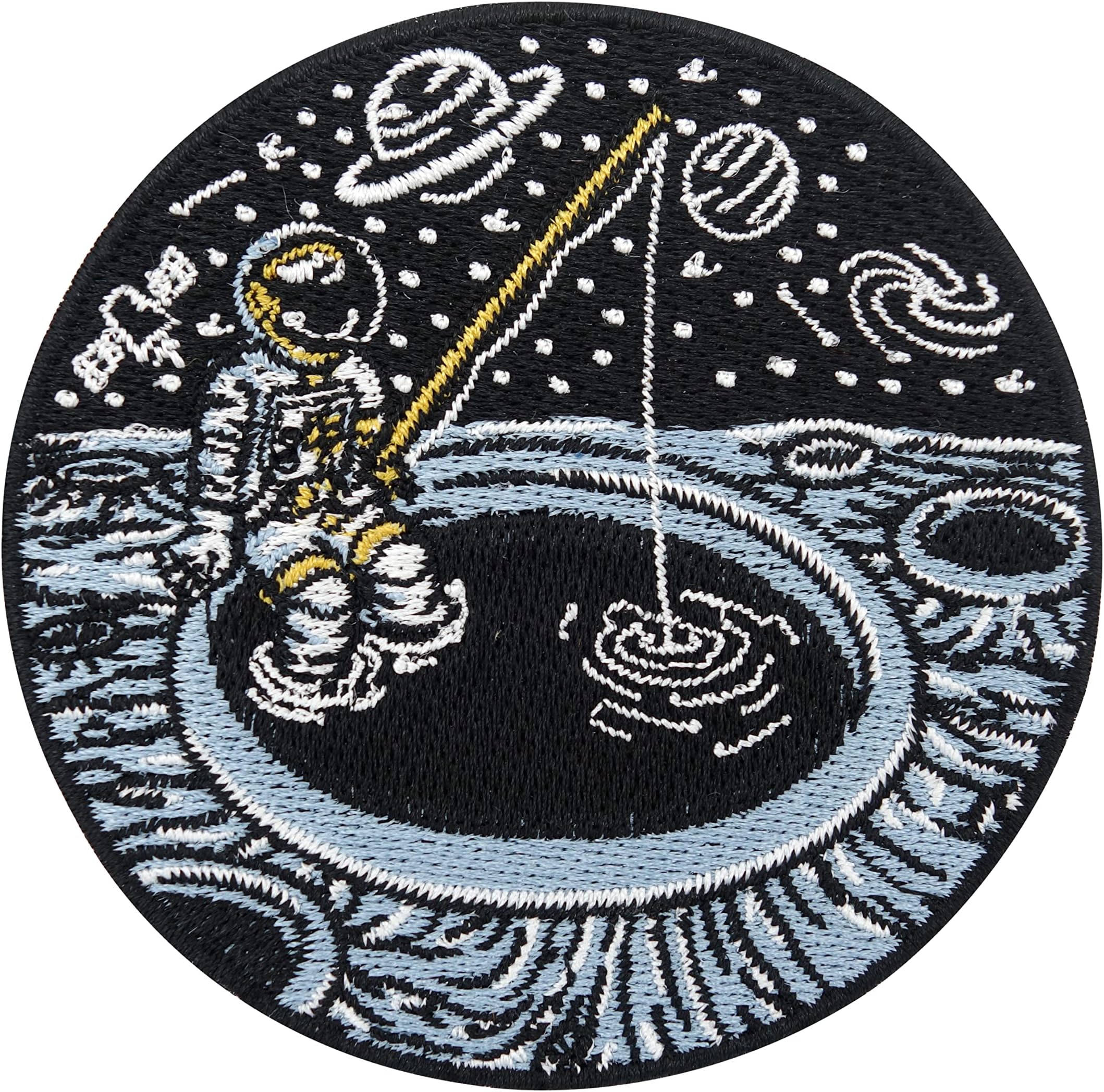 Fishing on the Moon Astronaut Patch Iron On | Space Moon Patches, Alien Embroidered Badge, NASA Applique, Planet Ocean Sew On – Finally Home