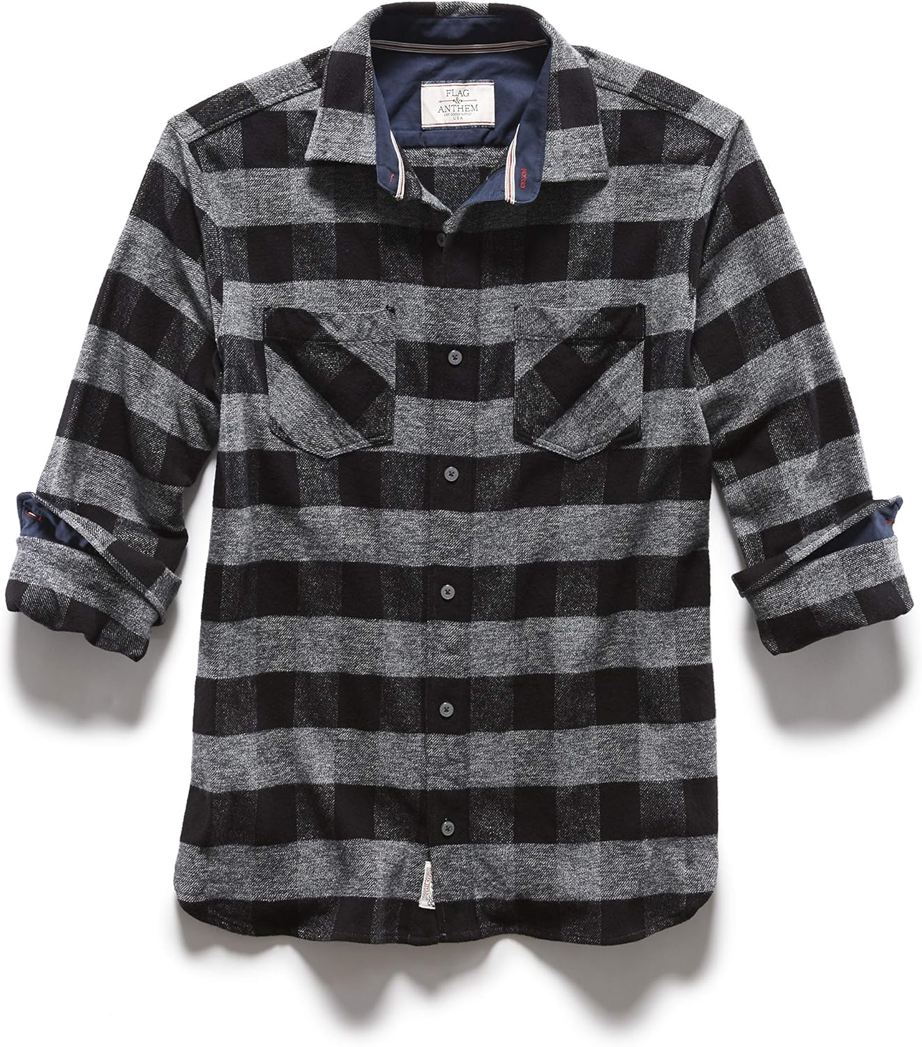 Flag Men's and Anthem Harrells Plaid Long Sleeve Western Flannel Shirt Black