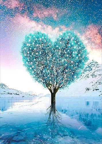 VONBOR Kits de pintura de diamantes para adultos, árbol del amor, paisaje de diamantes, pintura de taladro completo con pintura de diamante, pintura