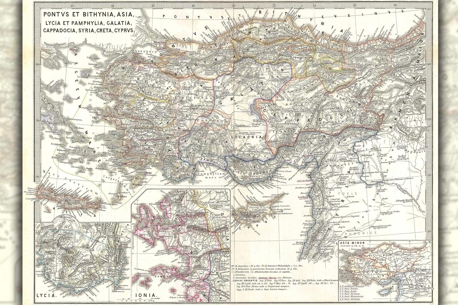 20"x30" Poster, 1865 Spruner Map of Asia Minor (Turkey) in Antiquity - Gallery Print