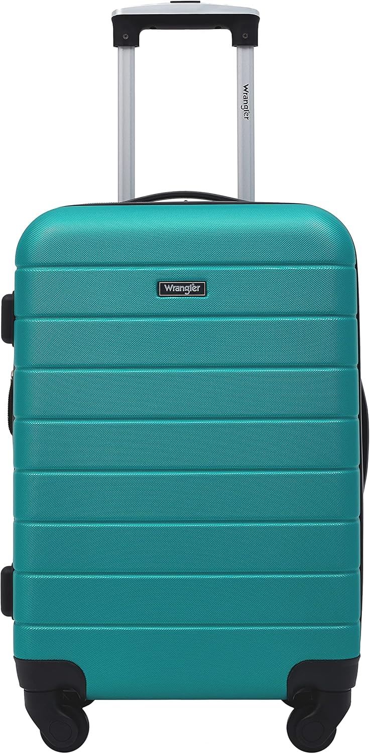  | Wrangler Smart Luggage Set with Cup Holder and USB Port, Teal, 2 Piece | Luggage Sets