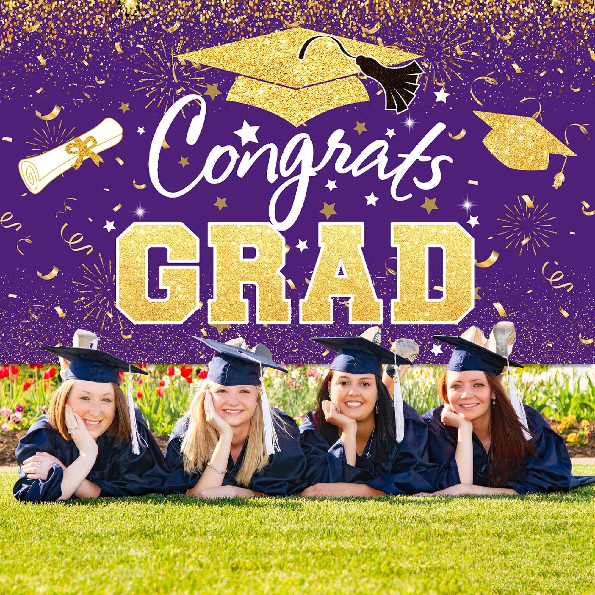 Snapklik.com : Graduation Party Decorations - Purple Gold Congrats Grad ...