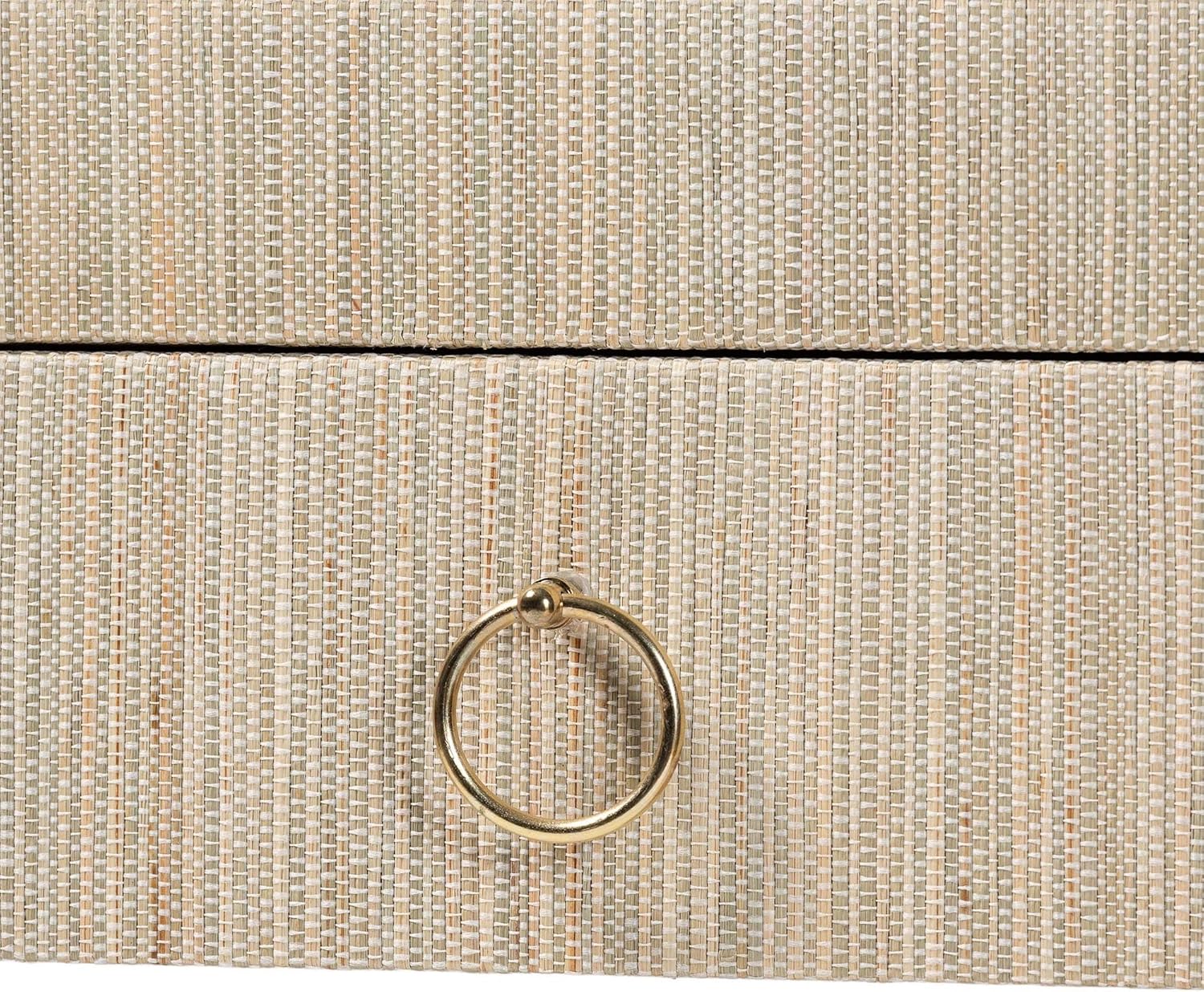 bali & pari Cielo Bohemian Woven Natural Grasscloth 3-Drawer Console Table