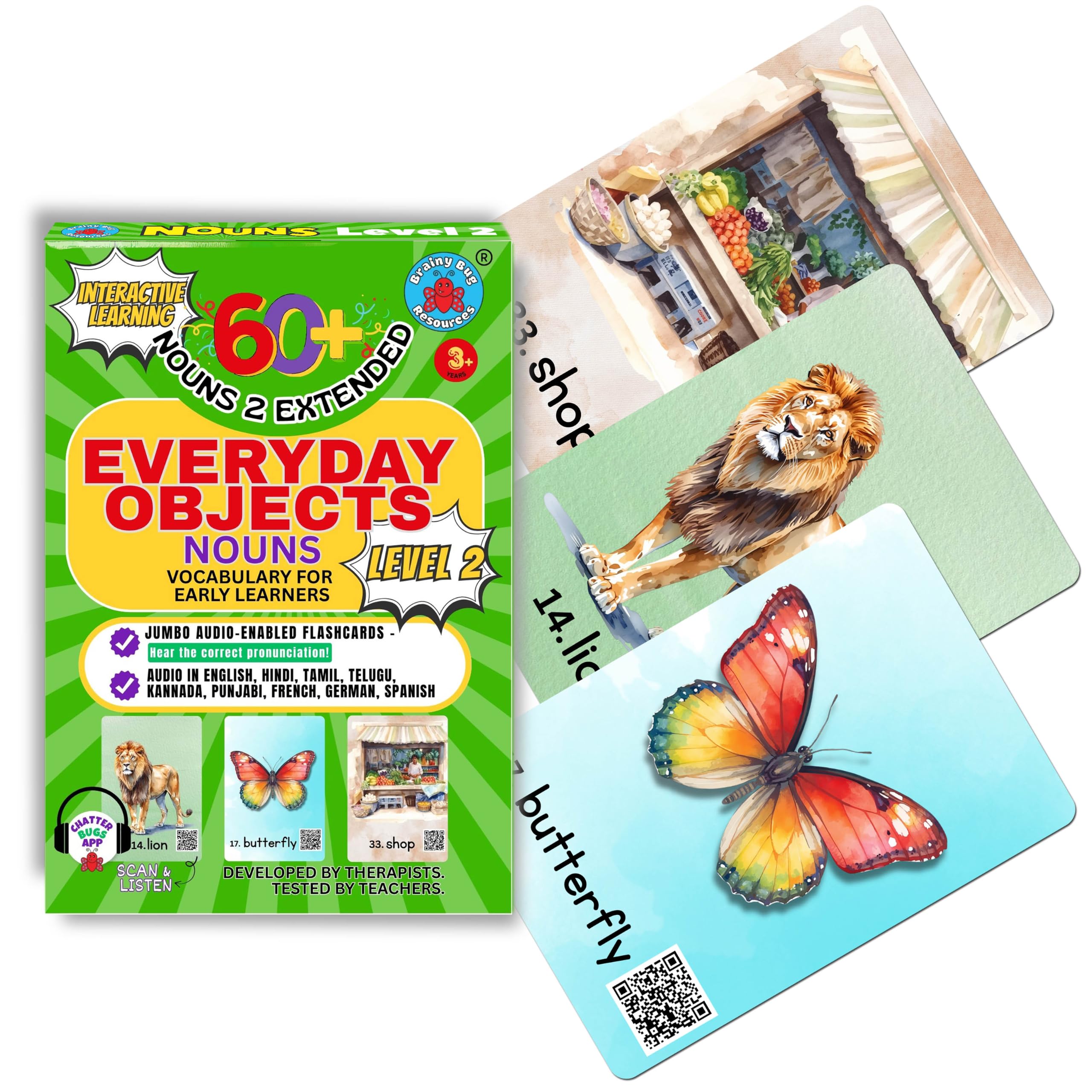 Brainy Bug Resources Everyday Objects Level 2 | 30 Audio-Enabled Flashcards | Nouns | Audio in Hindi, English, Punjabi, Tamil, Kannada, Telugu | Spoken English | Special Needs Kids-image-7