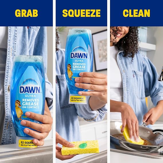 Dawn Ultra EZ Squeeze Dish Soap Dishwashing Detergent Powerful Dish Soap for Grease, Strawberry Fields Scent, 22oz