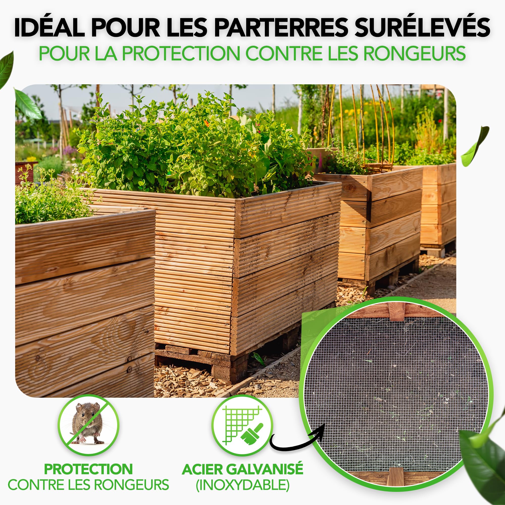 LAINFELD Grillage à mailles fines | 10 x 1 mètre | Grille anti-campagnol pour plate-bande surélevée avec maille de 6,3 mm | Fil de fer pour lapins, grillage pour volière, accessoire pour plate-bande