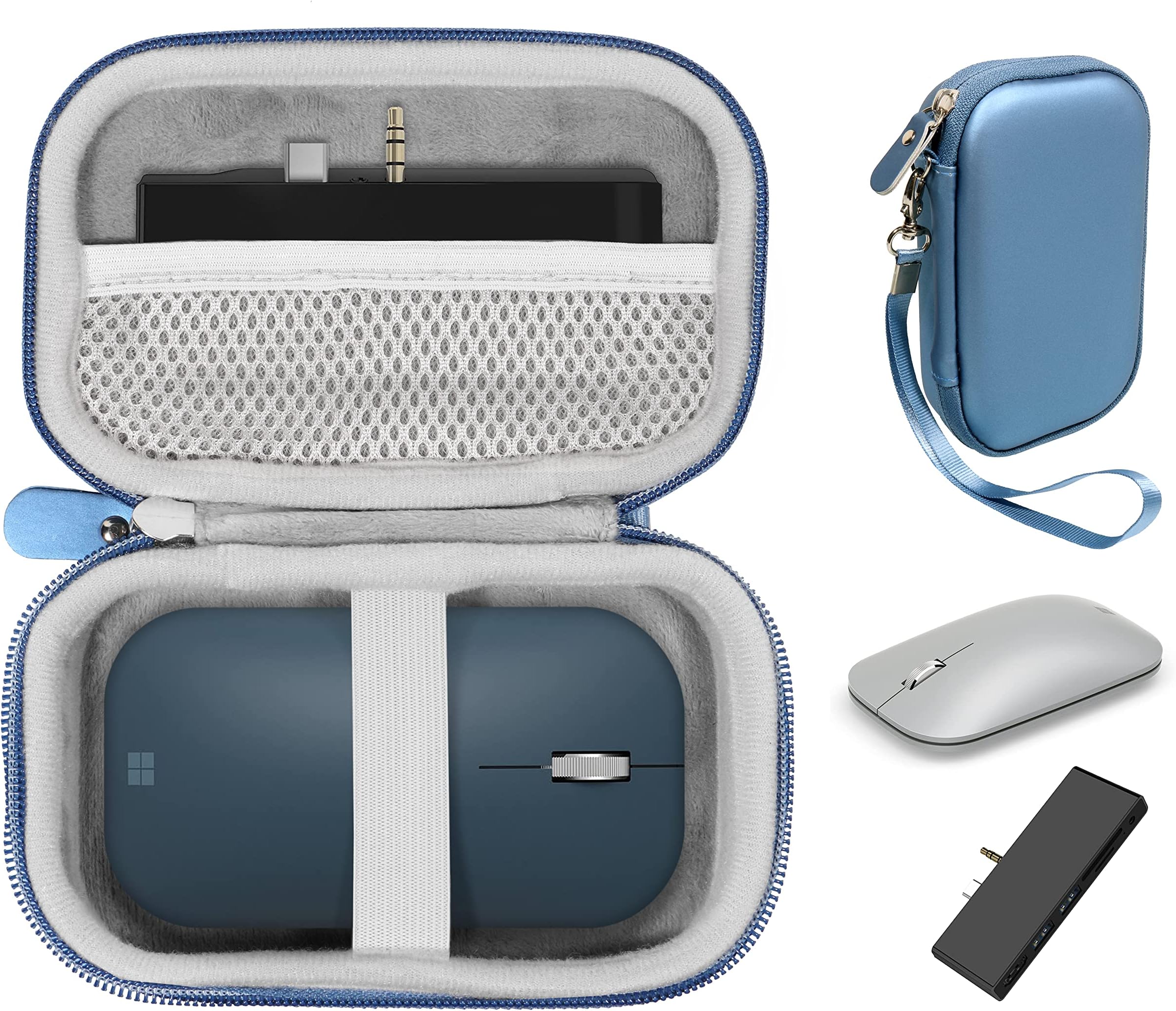 getgear Accessories case for Microsoft Surface Mouse, Arc Mouse, Surface Dock Station, Surface Go USB C hub, lso for USB C, Type C Hub Adapter, Docking Station, Multiport Adapter (Blue)