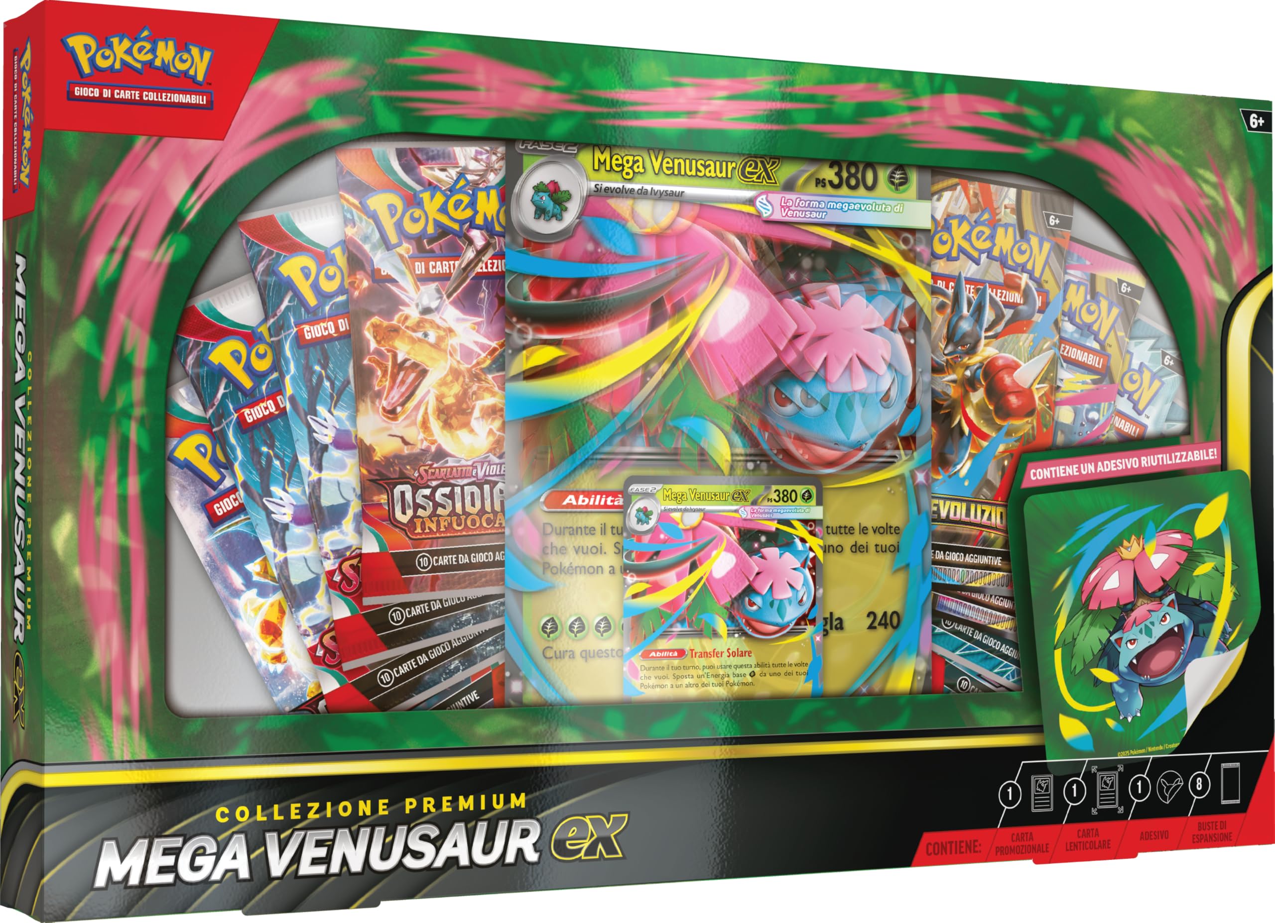 Pokémon: collezione premium Mega Venusaur-ex del GCC Pokémon (una carta promozionale olografica, una carta promozionale lenticolare gigante e otto buste di espansione)
