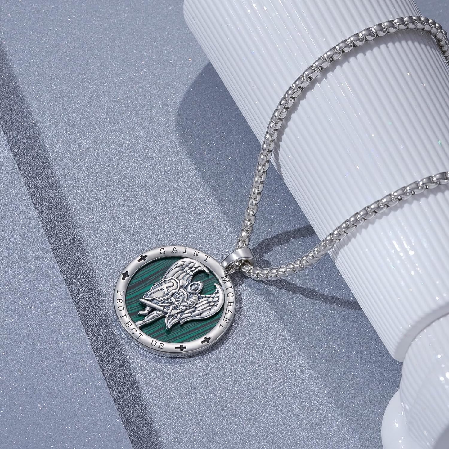 925 Sterling Silver Saint Michael Necklace for Men - Archangel Michael Pendant - Religious Jewelry for Protection - Saint Archangel Medal - Image 3