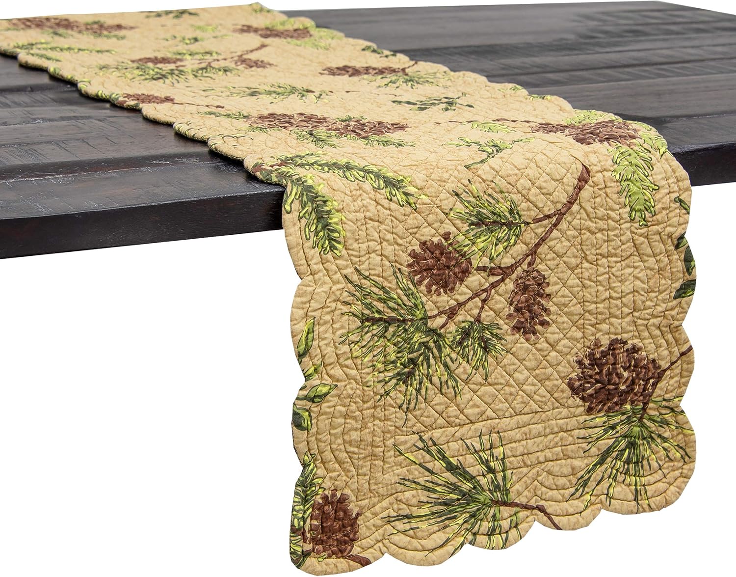 C&F Home Woodland Retreat Quilted Reversible Cotton Table Runner 14" x 51" Fall Harvest Autumn Winter Pinecone Rustic Cabin Lodge Dinner Dining Kitchen Tabletop Tablerunner DÃƒ©cor Decoration 14" x