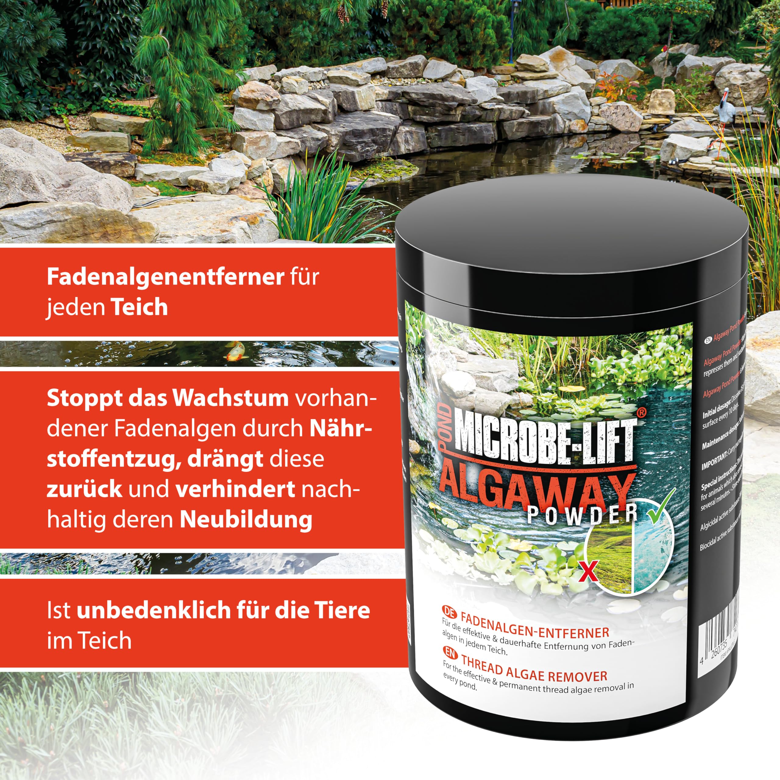 Thread Algae Remover for Ponds, ARKA AlgAway Powder 250 g, eco-friendly algae control for garden ponds, prevents regrowth - Image 4