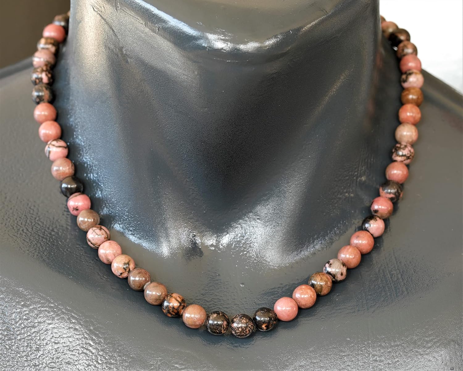 Natural Gemstone Beaded Choker Necklace | 8mm Handmade Adjustable Jewelry for Men & Women | Chakra Balancing Crystal Necklace | Spiritual Gift | Macrame Cord with Extender - Image 5