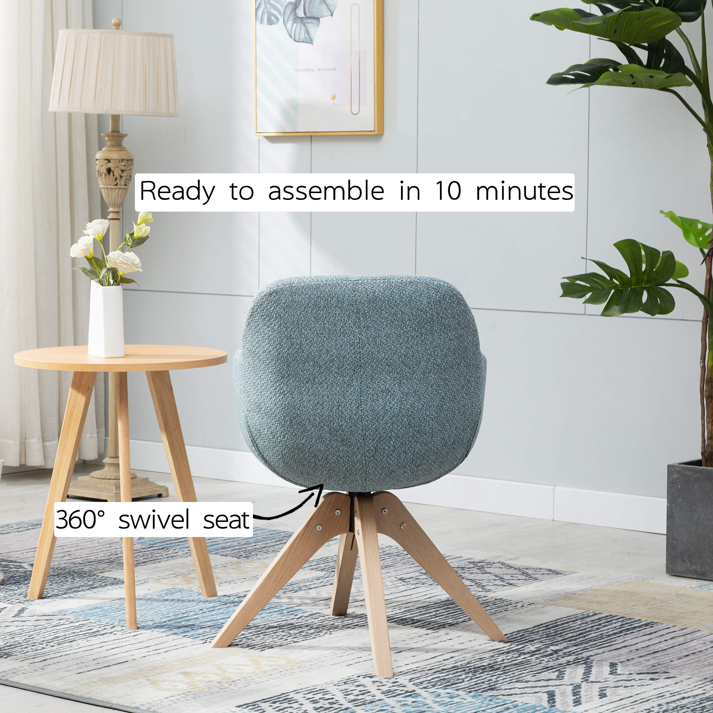 Buy KINWELL Swivel Armchair Contemporary Fabric Accent Chair Dining