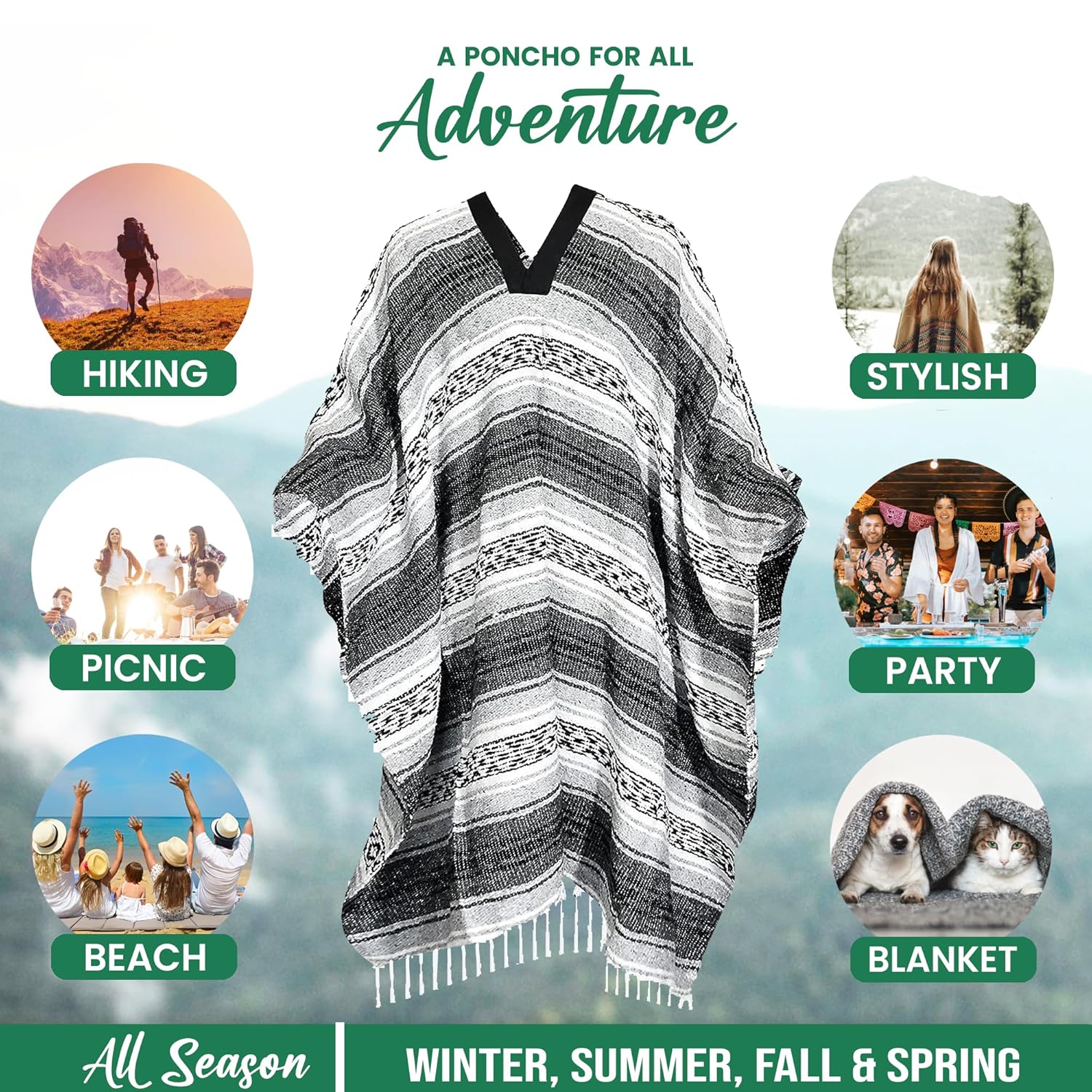 Artisans Bazaar Casaco mexicano de inverno mexicano Baja Poncho 100% quente e confortável em promoção! Veja a oferta e mais achadinhos de Jaquetas & Casacos 8 Hoje é o melhor dia para comprar Artisans Bazaar Casaco mexicano de inverno mexicano Baja Poncho 100% quente e confortável com aquele preço maroto! Promoção! Aproveite a oferta! 8