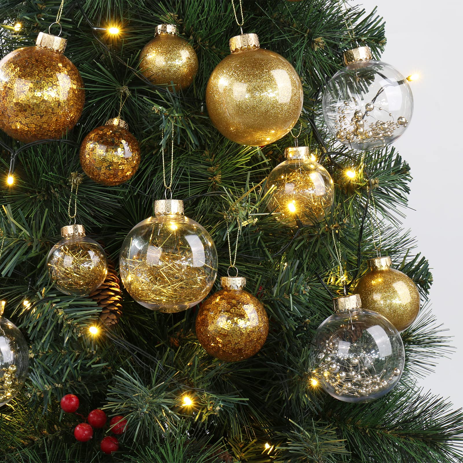30PCS 50mm Dekorative Weihnachtsbaumkugeln, Weihnachtskugeln, Glitter Christbaumschmuck zarten Dekorationen für Weihnachtsbaum, Weihnachtshochzeitsfeier