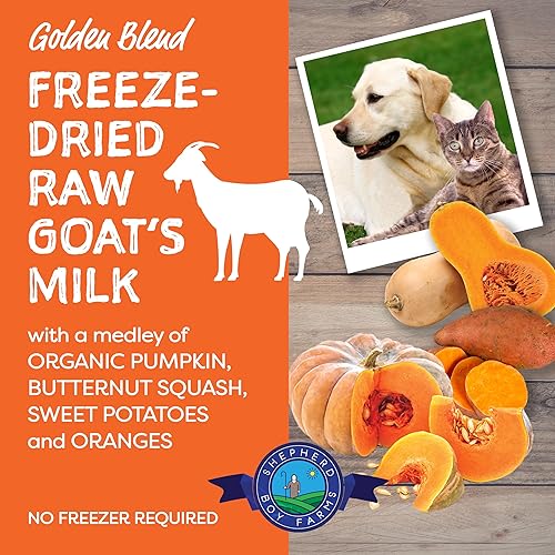 Miniatura 2 de Leche cruda liofilizada de cabra con probióticos para perros y gatos (mezcla dorada), verduras y frutas orgánicas de Estados Unidos, alto contenido