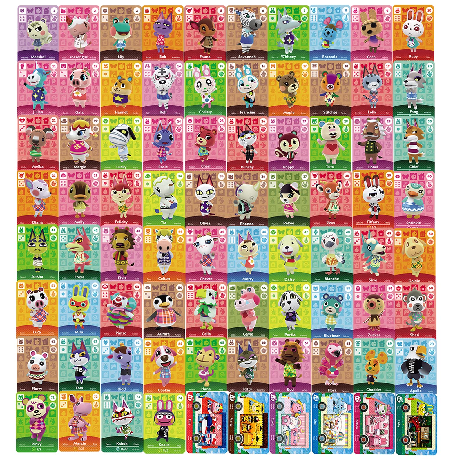 Amazon.com: 81 Pcs Mini NFC Rare Villigers Cards Compatible with Animal  Crossing New Horizons Amibo 1-4 Series.¡ Pink : Video Games